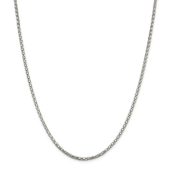 2.5mm Sterling Silver Solid Popcorn Mesh Chain Necklace, 20 Inch - Picture 2 of 8